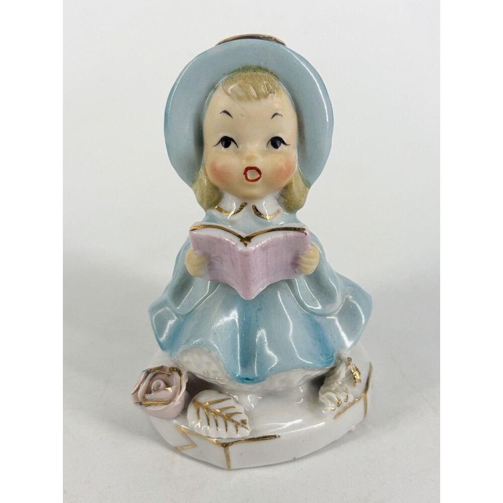 Vintage Lefton, Napco, Relpo? Angel Bell Choir Girl Bonnet Roses Kitschy